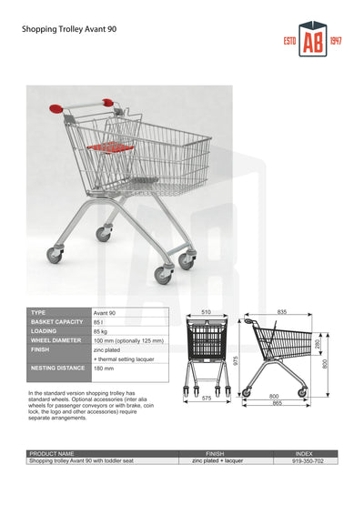 90L Compact Shopping Trolley – Avant Series