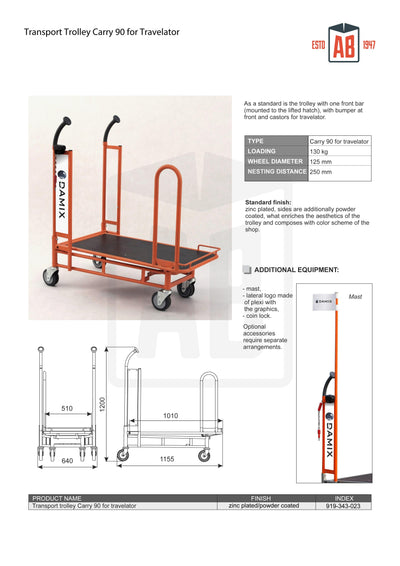 Carry 90 Transport Trolley – Plywood Platform with Travelator-Compatible Wheels