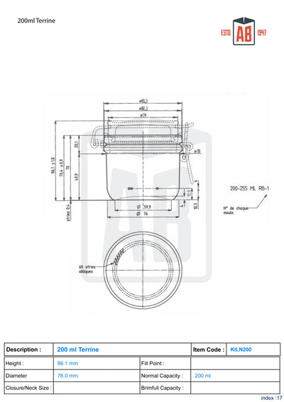 200 ml Terrine Kilnclip-Glas