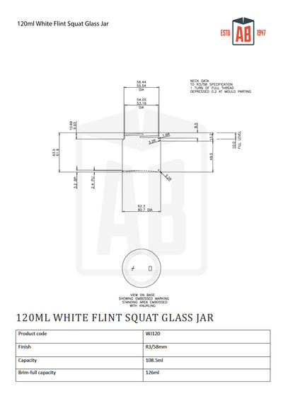 120 ml weißes, gedrungenes Glas aus Flintglas