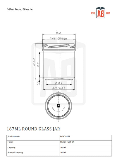 167ml Round Glass Jar