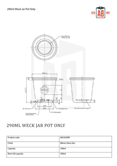 290 ml Weckglas (nur Topf)
