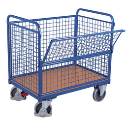 Mesh Wall Platform Trolley – 1060x715x1095mm – Half Folding Front Gate, 500kg Capacity