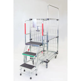 Order Picking Trolley - 1600x640x1800mm - Folding Steps - 450kg Capacity