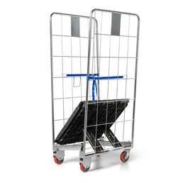2-seitig nestbarer Rollbehälter 804 x 680 x 1695 mm – Klappboden, 500 kg Tragkraft