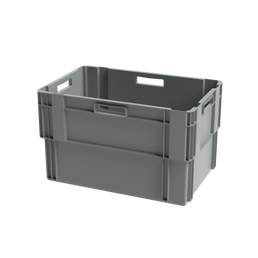 Grey Stack and Nest Box – 600x400x360mm – 65 Litres – Heavy-Duty Nestable Storage Crate