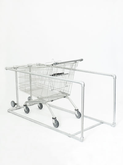 Mobile Shopping Trolley Bay – Galvanised Steel Trolley Park, 1.8m x 0.72m