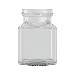 200ml Clear Square Jam Jar – Glass Preserve Jar | Gold, Silver or Black Lid