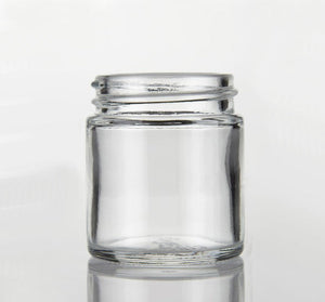 30ml Clear Glass Round Ointment Pot Empty Jar with 38mm Black Screw Cap, Pack of 110