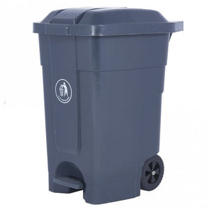 70L Plastic Mobile Pedal Bin - Wheeled Hands-Free Waste Bin