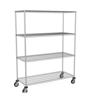 Zink-Drahtregal – Mobiles Gerät 1740 mm hoch | 4 Ebenen Schwerlast-Lagerregal