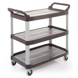 3 Shelf Aluminium & PP Trolley – Robust Design with 75mm Nylon Castors