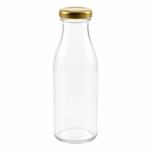 250ml Clear Glass Milk & Juice Bottle | 38mm Twist-Off Neck | Reusable Glass Bottle