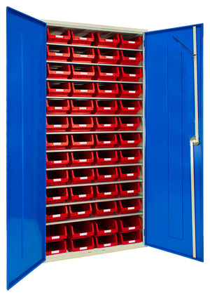 Kleinteilschrank 2000 mm mit Behälter-Kit | Verriegelbare Lagerung mit enthaltenen Behältern