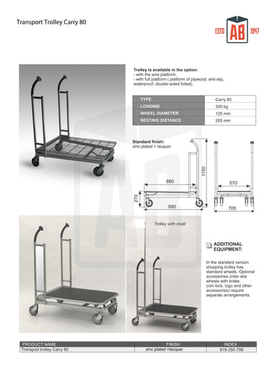 Carry 80 Transport Trolley – Plywood Platform Trolley