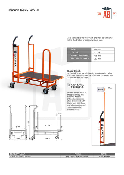 Carry 90 Transport Trolley – Heavy-Duty Trolley with Plywood Platform
