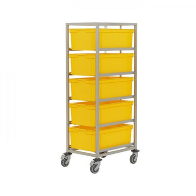 Single Euro Container Trolley for 5 x 43.8L Boxes, Silver Mild Steel, Pack of 1