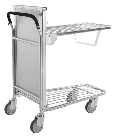 Ergonomic Stackable Shop Trolley – Spring-Loaded Upper Shelf | 90kg Shelf Capacity