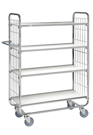 Series 8000 electrogalvanised shelving trolley with laminate boards and four 125 mm castors