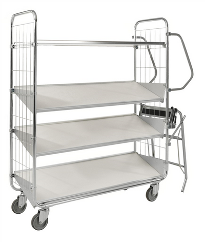 Series 8000 Shelving Trolley – Electrogalvanised with Central Lock – 250 kg Capacity (1395 × 470 × 1590 mm)