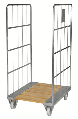 Roll Container with Wooden Base and Shelf – Galvanised Mesh Roll Cage | 400kg Load Capacity