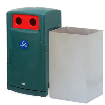 110 Litre External Bottle & Can Recycling Bin – Lockable MDPE Recycling Unit with Liner