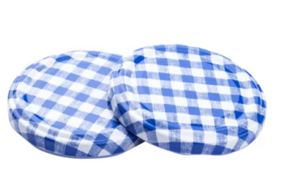 63 mm blaue Twist-Off-Verschlüsse mit Gingham-Print