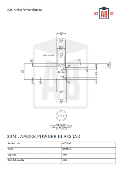 30ml Amber Glass Powder Jar