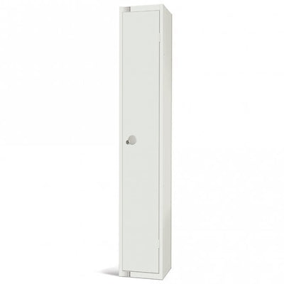 All White Steel Locker with Cam Key Lock, 300mm Depth