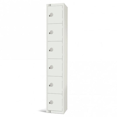 All White Steel Locker with Cam Key Lock, 300mm Depth