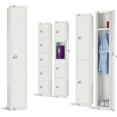 All White Steel Locker with Cam Key Lock, 450mm Depth