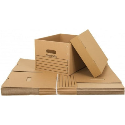 Archive Storage Boxes with Lids, 350 x 430 x 270mm, 20kg Capacity - Pack of 10