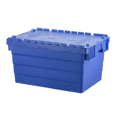 Attached Lid Tote Box – 60 Litres – 600x400x320mm – Stackable & Nestable