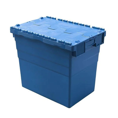 Attached Lid Tote Box – 95 Litres – 600x400x516mm – Stackable & Nestable