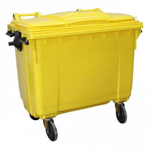 770 Litre Commercial 4 Wheeled Waste Bin – Yellow Heavy Duty Wheelie Bin