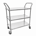 3 Shelf Stainless Steel Trolley, 240kg Capacity, Grade 304, 460mm Depth