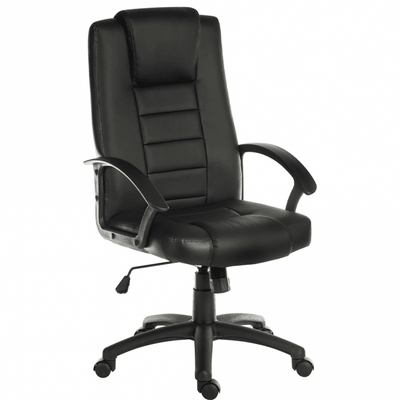 Executive Leather Office Chair with Fixed Armrests - Height Adjustable 500-600mm