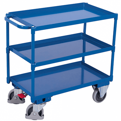 Heavy Duty Steel 3 Shelf Tray Trolley with Brake, 400kg Capacity, 1135 x 700 x 950mm