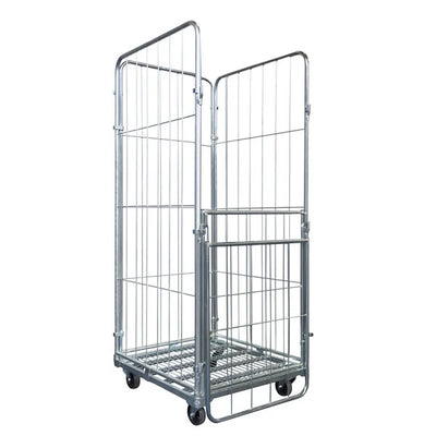 Steel Laundry Roll Container – 800x720x1800mm, Electro-Galvanized with Hinged Front Gate