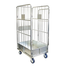 Wäscherollcontainer – 720 x 900 x 1750 mm, 4-seitiger Rohrrahmen, 500 kg Tragkraft