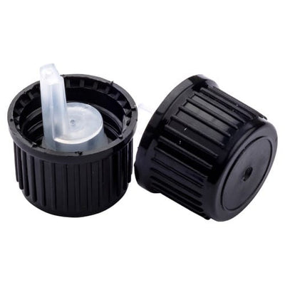 GL18 Black Cap with Horizontal Dropper Insert – 18mm Bottle Closure