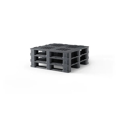 Plastic Pallet - 1200x1000x160mm - Recycled PP, Open Deck, 3 Slats