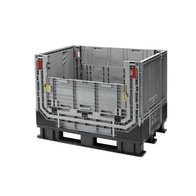 Plastic Pallet Box – 1211x811x902mm – 590L – Foldable with Lid & Folding Door