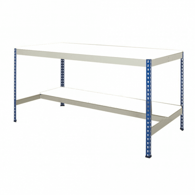 Rivet Workbench with Melamine Worktop and Half Undershelf