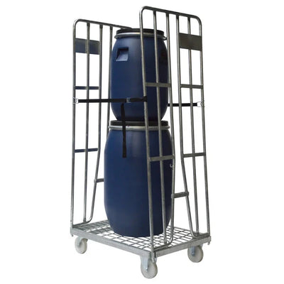 2-Sided Roll Container – 870x600x1690mm, Hot-Dip Galvanized with Clamping Fences & Metal Base