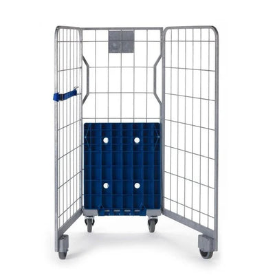 Nestable 3-Sided Roll Container Multi – 800x640x1600mm, Hot-Dip Galvanized, Plastic Base