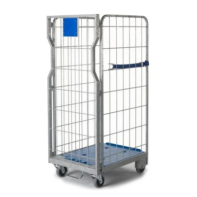 Nestable 3-Sided Roll Container Multi – 800x640x1600mm, Hot-Dip Galvanized, Plastic Base