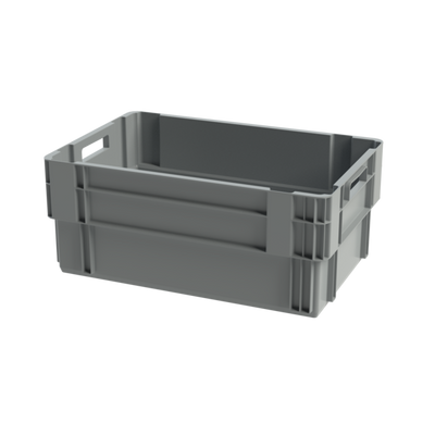 Grey Stack and Nest Box – 600x400x250mm – 45 Litres – Reinforced Rotary Stacking Bin