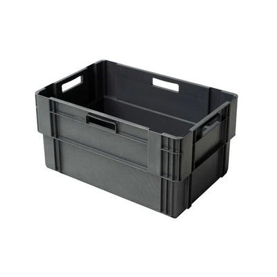 Grey Stack and Nest Box – 600x400x300mm – 60 Litres – Durable Nestable Stacking Container