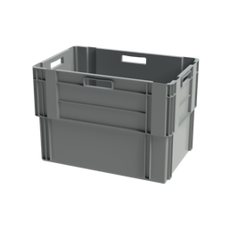 Grey Stack and Nest Box – 600x400x420mm – 80 Litres – Nestable Heavy-Duty Storage Crate